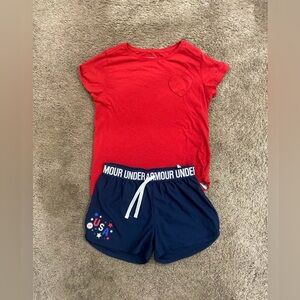 Girls UnderArmour/Old Navy Outfit Size YL 14/16 red/blue